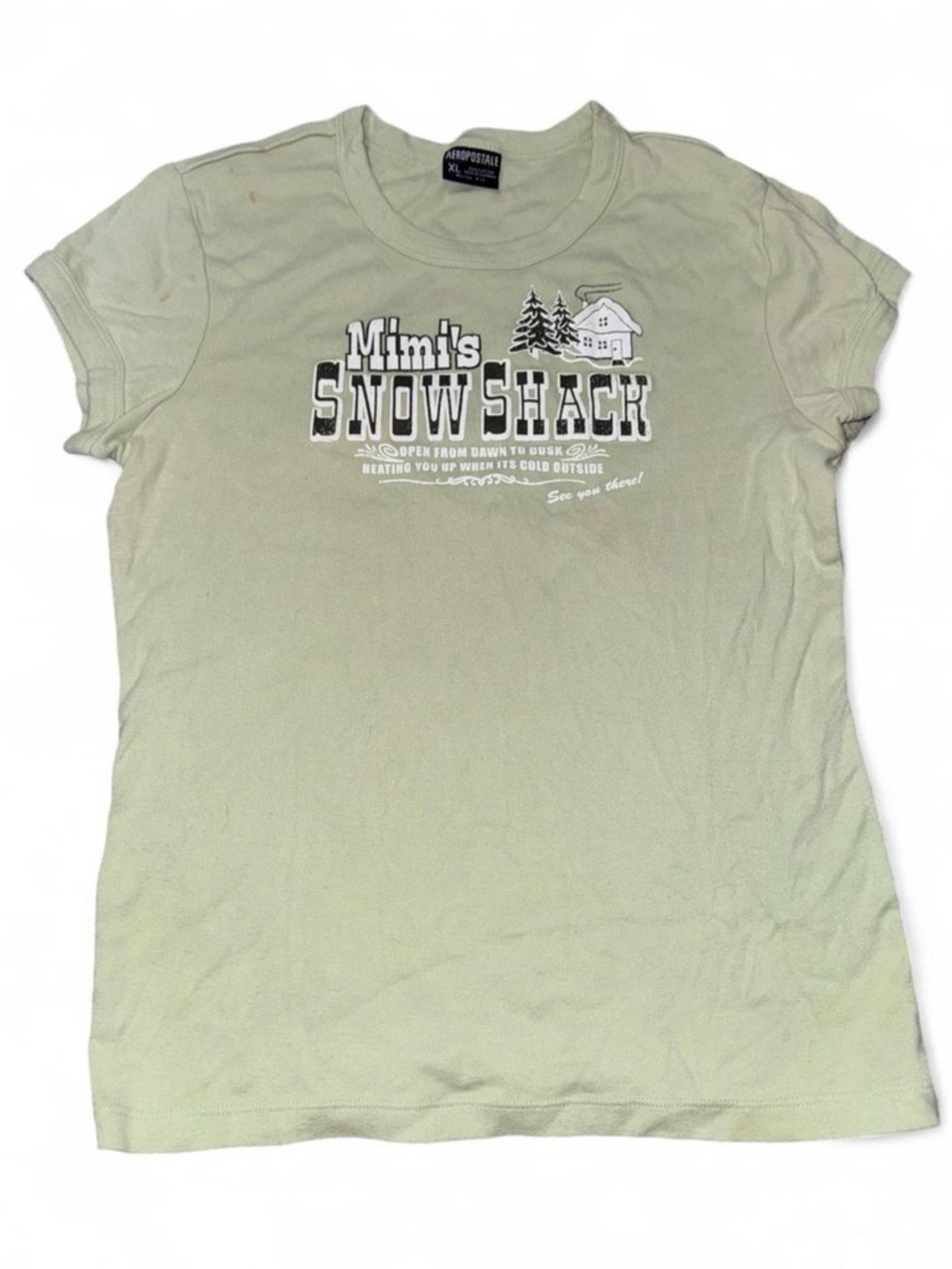 Vintage Aeropostale Green 'Mimi's Snow Shack' Graphic Tee